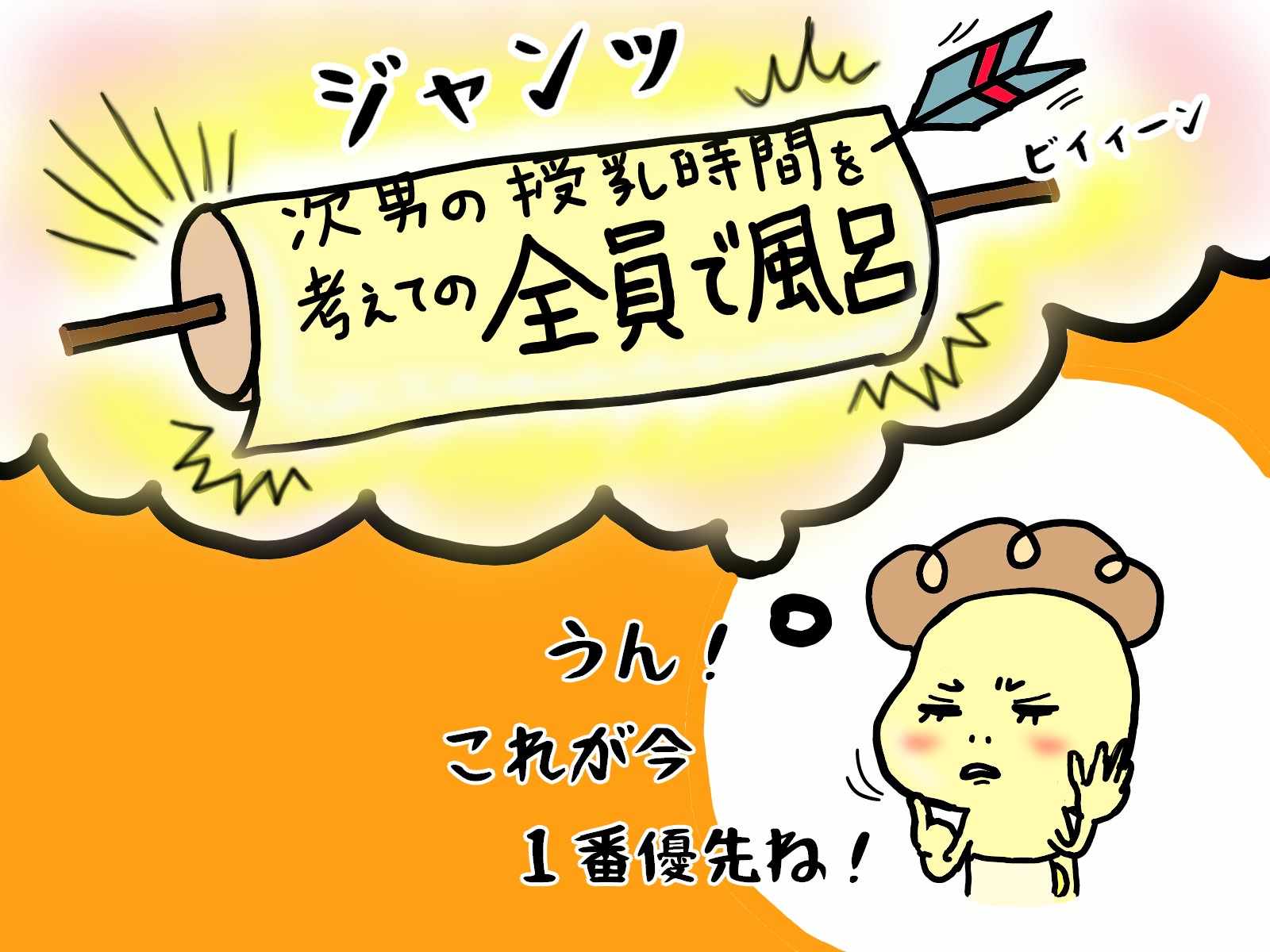 【１４】決定！「全員で風呂」！脳内ルーレットで優先事項をはじき出す。孫のお世話でよみがえる４人育児の思い出｜てる子の育児日記